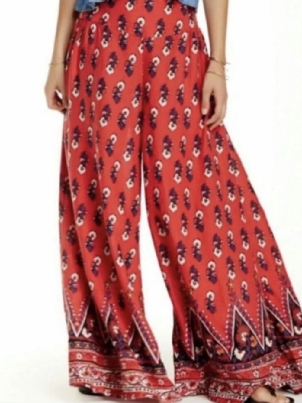 Free People EXTRA Wide-Leg Printed Palazzo Pants Medium